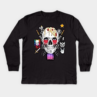 Pizza Skull Kids Long Sleeve T-Shirt